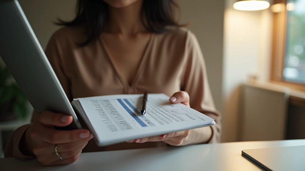 Person reviewing household budget on tablet